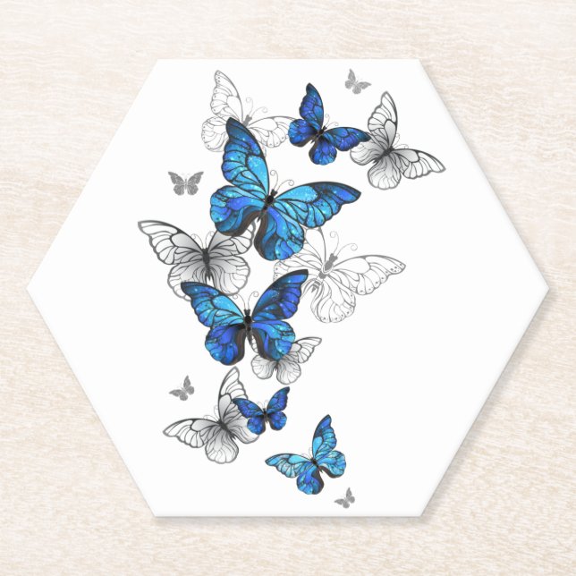 Porta-copo De Papel Borboletas Azuis Morpho (Frente)
