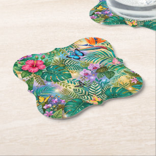Porta-copo De Papel Borboletas Flores Fantasia da Selva Alegre