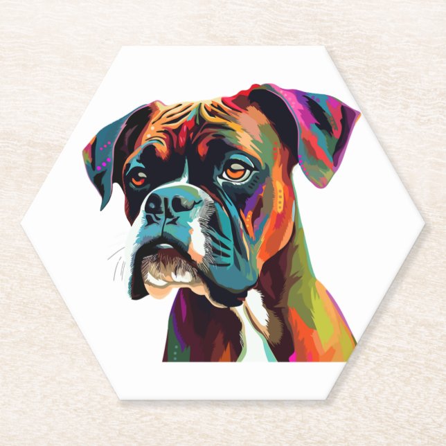 Porta-copo De Papel Boxer Dog Colorido (Frente)