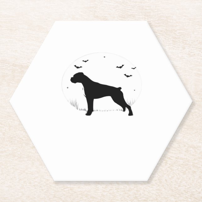 Porta-copo De Papel Boxer Dog � Halloween Moon Silhouette Classic T-Sh (Frente)