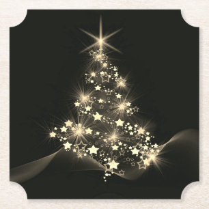 Porta-copo De Papel Brilho Dourado de Estrelas na Árvore de Natal Escu