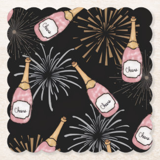 Porta-copo De Papel Brindes ao Ano Novo Champanhe & Fogos de Artifício