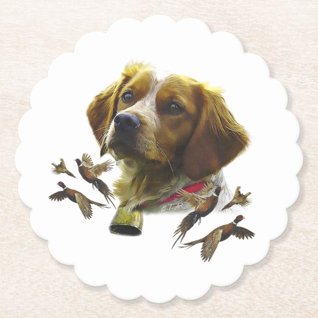 Porta-copo De Papel Brittany Spaniel Art , (Frente)