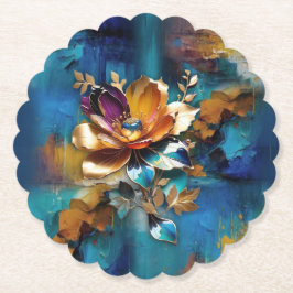 Porta-copo De Papel Bronze de abstrato, cor azul-ouro, estilo barroco