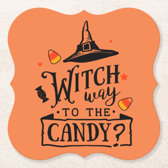 Porta-copo De Papel Bruxa Caminho Para Doce Halloween (Frente)