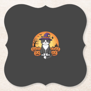 Porta-copo De Papel Bruxa de Halloween Gato Abóbora Lua Design_1