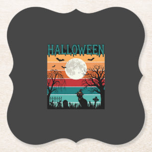 Porta-copo De Papel Bruxa de Halloween Gato Teia de Aranha Lua Cemitér