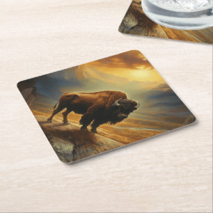 Porta-copo De Papel Buffalo Bison Sunset Silhouette
