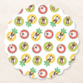 Porta-copo De Papel Bulldog Francês Em Padrões De Piscina De Fruta