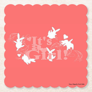 Porta-copo De Papel Bunnies Dançantes É uma Garota! Chá de fraldas ros
