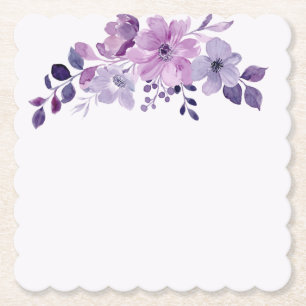 Porta-copo De Papel Buquê de flores roxas aquarela