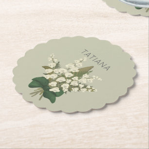 Porta-copo De Papel Buquê Floral de Lírio do Vale com Nome Personaliza