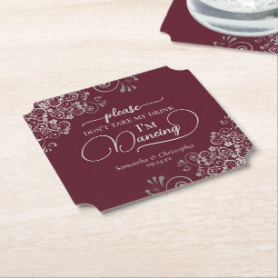 Porta-copo De Papel Burgundy e Silver Posh Não Tome Meu Casamento de B