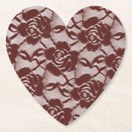 Porta-copo De Papel Burgundy Red Lace Floral