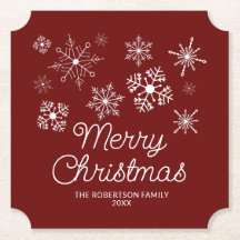 Burgundy Red White Snowflakes Festa de Natal