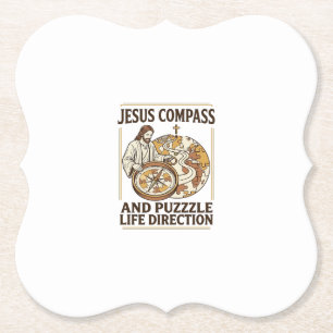 Porta-copo De Papel Bússola de Jesus e Quebra-Cabeça Direção da Vida J