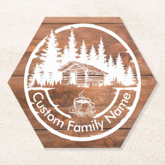 Porta-copo De Papel Cabana de Campo Rústica | Nome da Família Personal