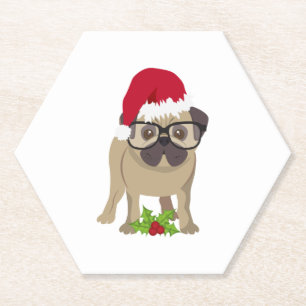 Porta-copo De Papel Cachorro Bonito no Chapéu de Natal.