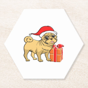 Porta-copo De Papel Cachorro bonito no chapéu de Santa 2