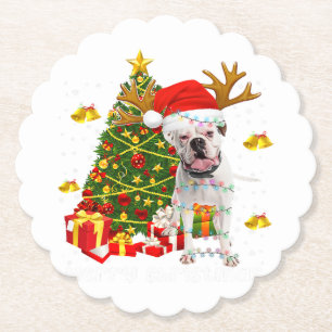Porta-copo De Papel Cachorro Branco Cachorro Noel Noite Árvore Chapéu