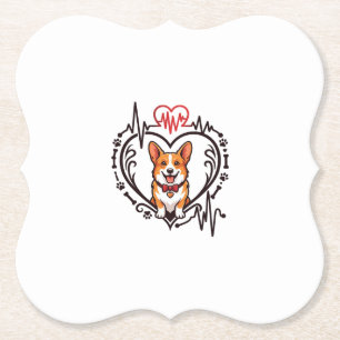 Porta-copo De Papel Cachorro Corgi Coração Batimento Cardíaco Ekg Grav