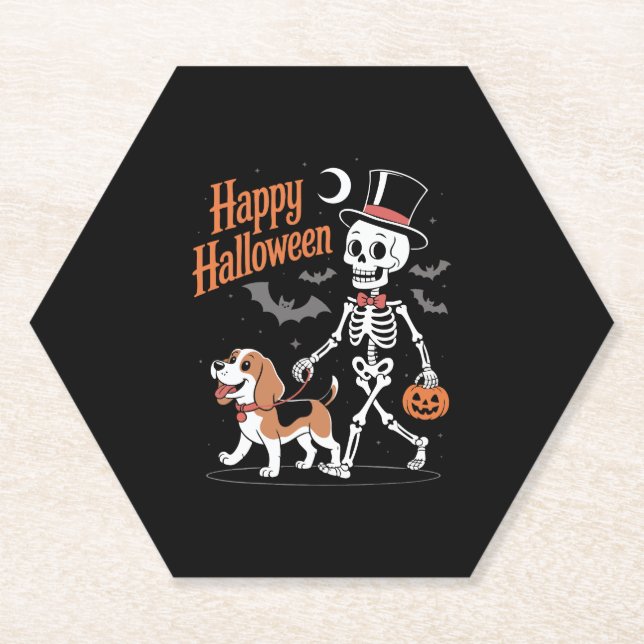 Porta-copo De Papel Cachorro Engraçado Sapo-Esqueleto Andando (Frente)