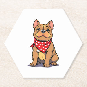 Porta-copo De Papel Cachorro Francês Pitbull Fofo com Arte de Lenço