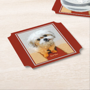 Porta-copo De Papel Cachorro Malshi Apoios de Copos de Papel Marrom