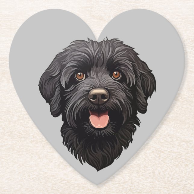 Porta-copo De Papel Cachorro Preto Labradoodle (Frente)