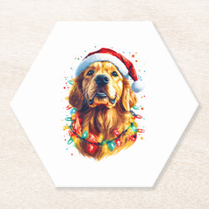 Porta-copo De Papel Cachorro Retriever Engraçado Natal Chapéu de Papai