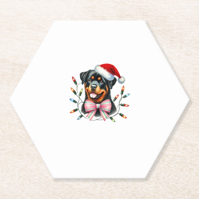 Porta-copo De Papel Cachorro Rottweiler Com Arco De Coquetes (Frente)