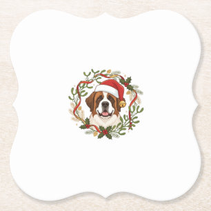 Porta-copo De Papel Cachorro São Bernardo de Natal com Chapéu do Papai