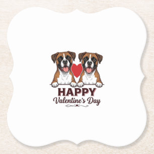 Porta-copo De Papel Cães Boxer Feliz Dia dos Namorados Vintage