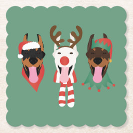 Porta-copo De Papel Cães Dobermann de Natal