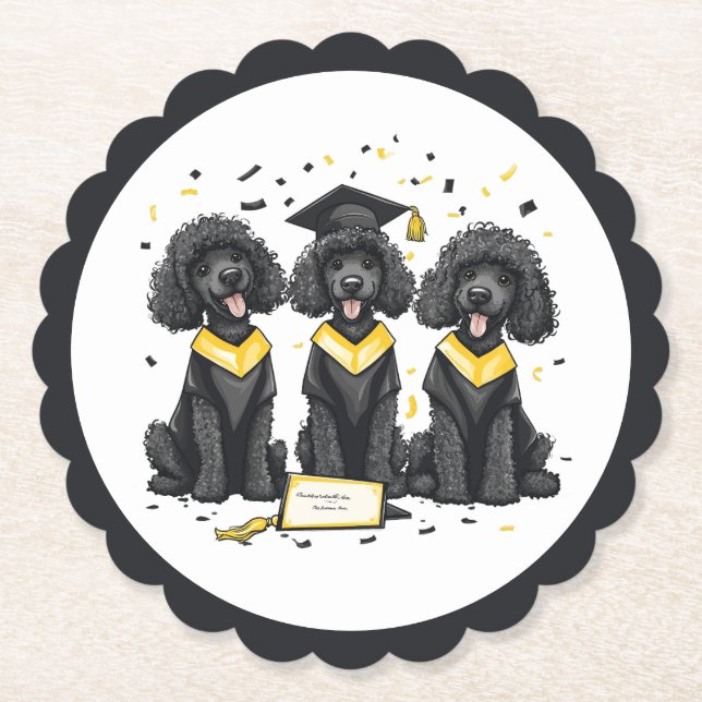 Porta-copo De Papel Cães Poodle Padrão De Graduação (Frente)