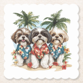 Porta-copo De Papel Cães Shih Tzu Vestindo Camisas Havaianas