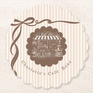 Porta-copo De Papel Café Bebê Coffee Laço Listras Chuvadeiro