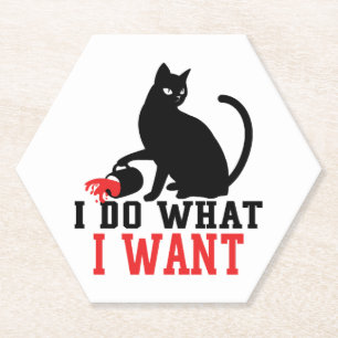 Porta-copo De Papel Café Feminino de Gata Preta Atitude Eu Faço O Que