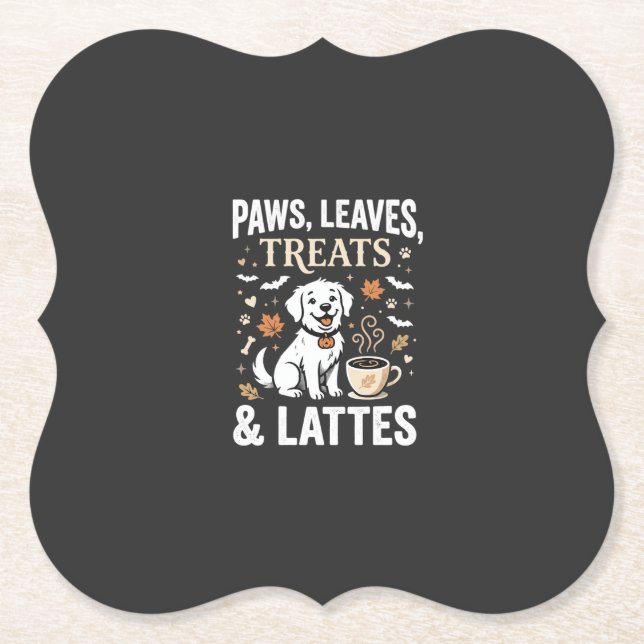 Porta-copo De Papel Café Latte Cachorro Outono Halloween (Frente)