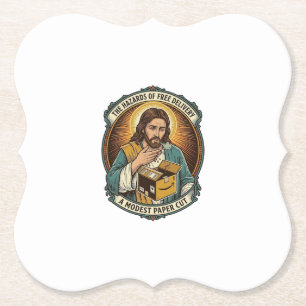 Porta-copo De Papel Caixa de papelão de Jesus corta dedo dor humor_1