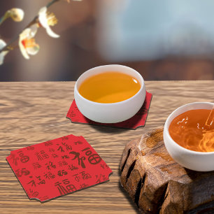 Porta-copo De Papel Caligrafia chinesa festiva 福 bênçãos