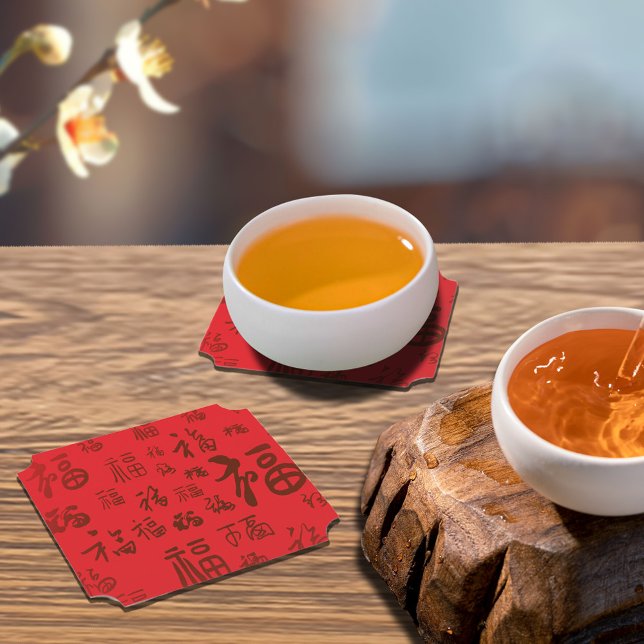 Porta-copo De Papel Caligrafia chinesa festiva 福 bênçãos (Criador carregado)