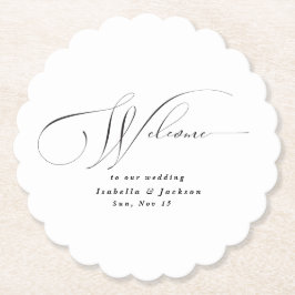 Porta-copo De Papel Caligrafia Elegante Negra e Branca Casamento Moder