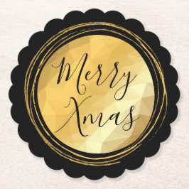 Porta-copo De Papel Caligrafia natalícia com metal negro e ouro
