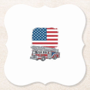 Porta-copo De Papel Caminhão de Bombeiros Patriótico Bandeira American