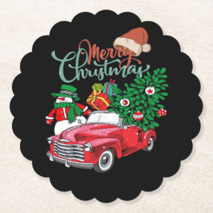 Porta-copo De Papel Caminhão Vermelho Picape Árvore de Natal Feliz Nat