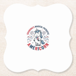 Porta-copo De Papel Camisa Avó Patriota Americano Unicórnio Design_1