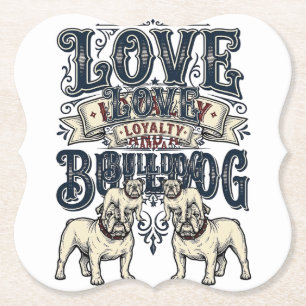 Porta-copo De Papel Camisa de Amor Bulldog Gravura Vintage Citação de 