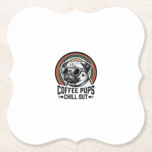 Porta-copo De Papel Camisa de Cachorro Café Retro Chill Pug Gráfico_1