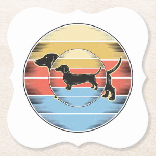 Porta-copo De Papel Camisa de cachorro vintage dachshund pôr do sol re